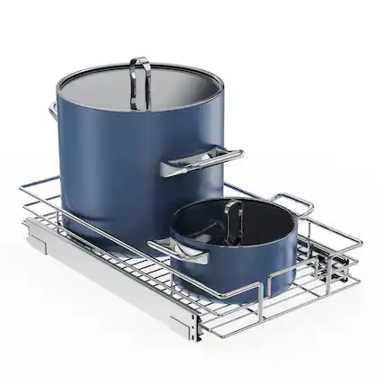 Front. LOVMOR - Pull Out Cabinet Organizer and Storage 10.5in W x 21.5in D Slide Out Shelves for Kitchen Cabinets - Silver.