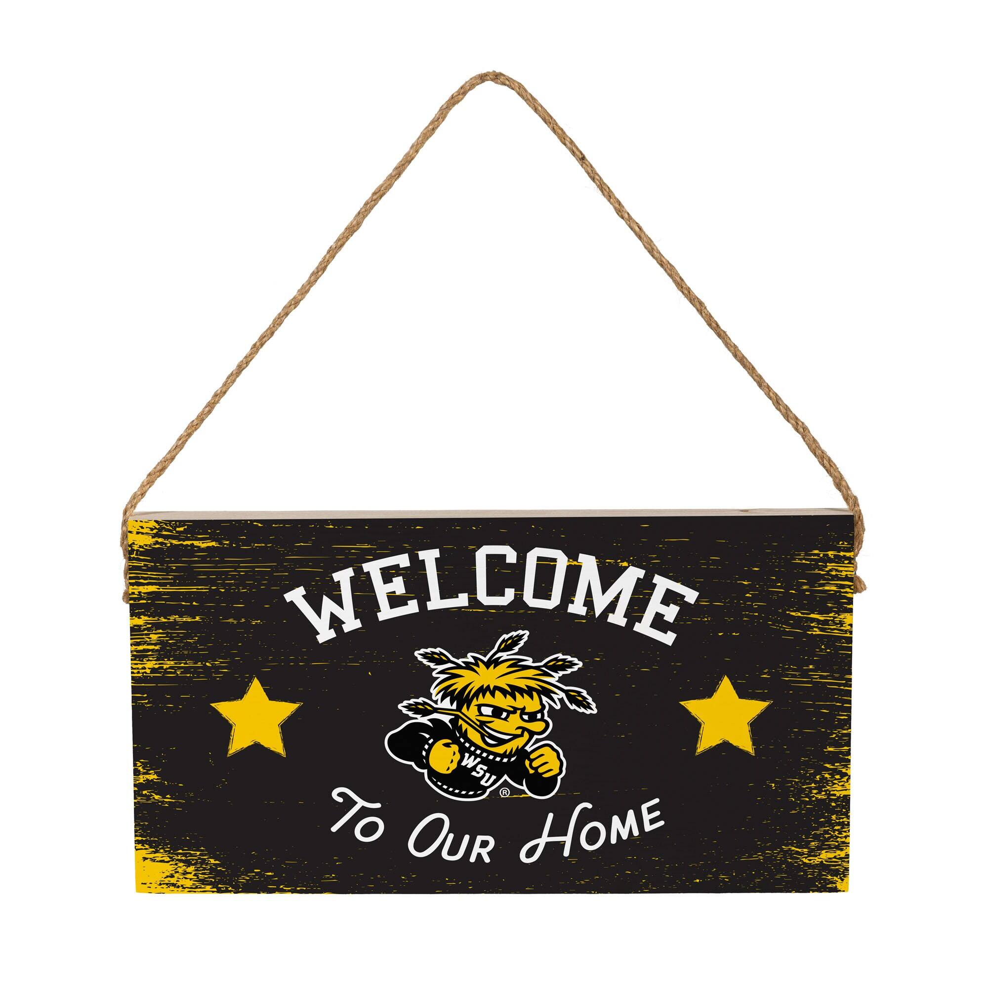 Evergreen Enterprises - Wichita State Shockers 6" x 11" Welcome Home Wood Wall Sign with Rope Hanger - Multicolor