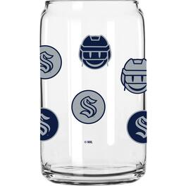 Logo Brands - Seattle Kraken 16oz. Smiley Can Glass - Multicolor