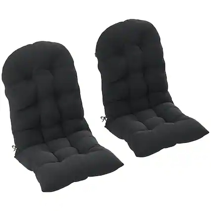 Front. Outsunny - Adirondack Chair Cushions Set of 2 - Black.