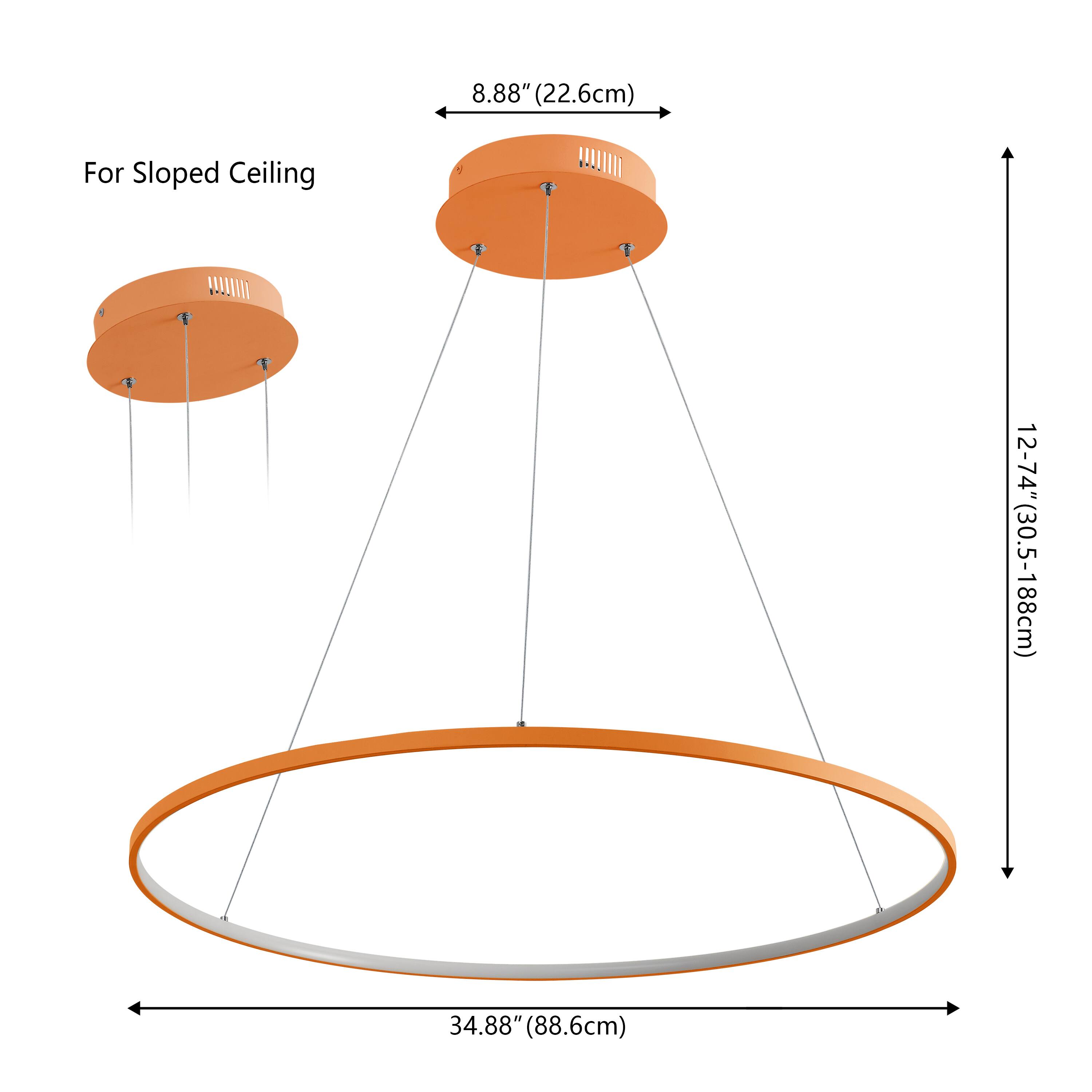 8.88" (22.6cm) For Sloped Ceiling  
12-74" (30.5-188cm)  
34.88" (88.6cm)