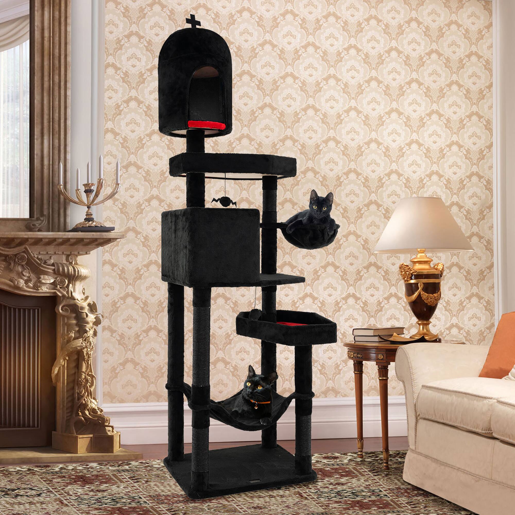 Alt View 1. Gymax - Gymax Gothic Cat Tree for Indoor Cats Extra Large Cat Tower w/2 Cat Condos Coffin Bed.