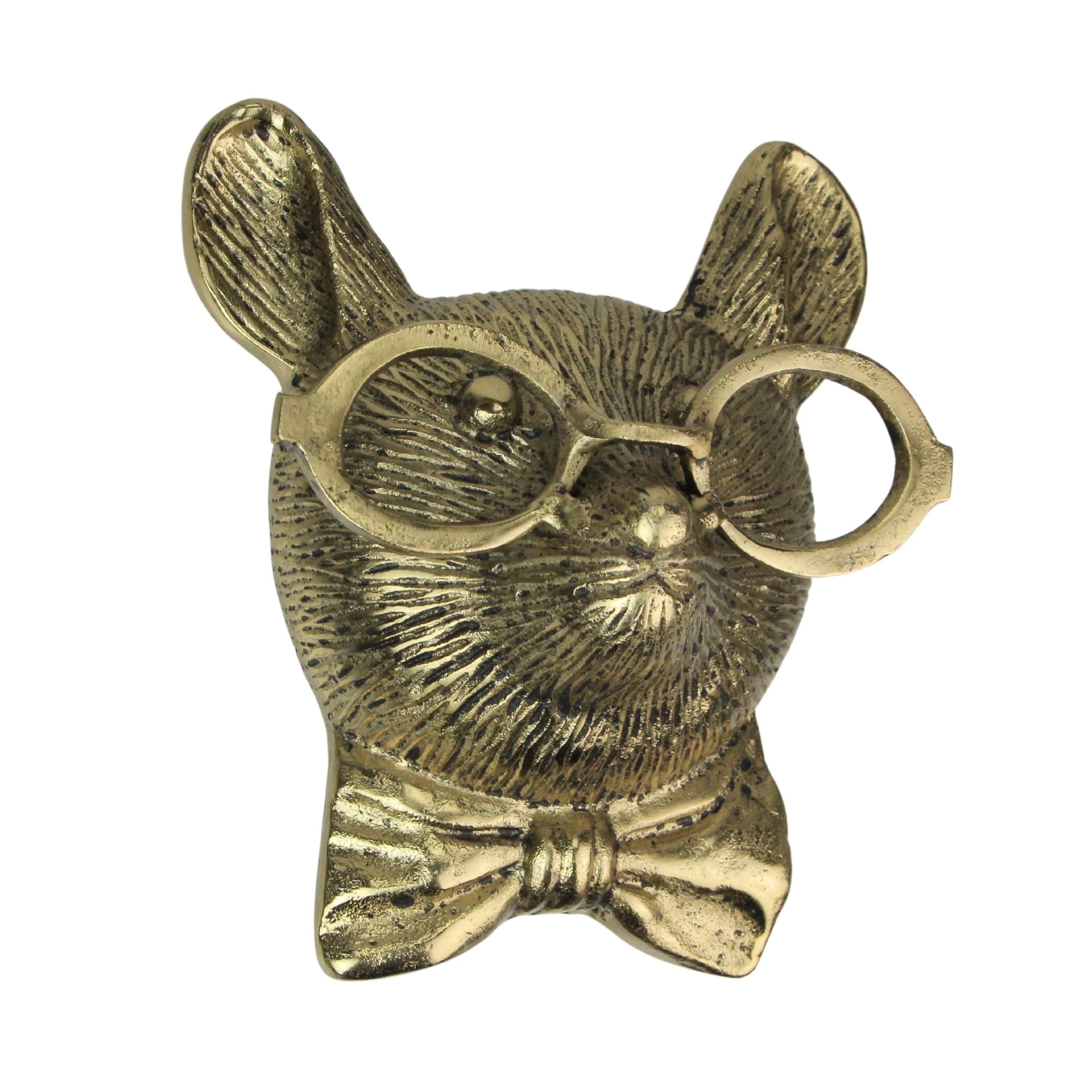 Things2Die4 - Mouse Head Wall Hanging with Spectacles – Quirky Cast Aluminum Wall Decor - Gold