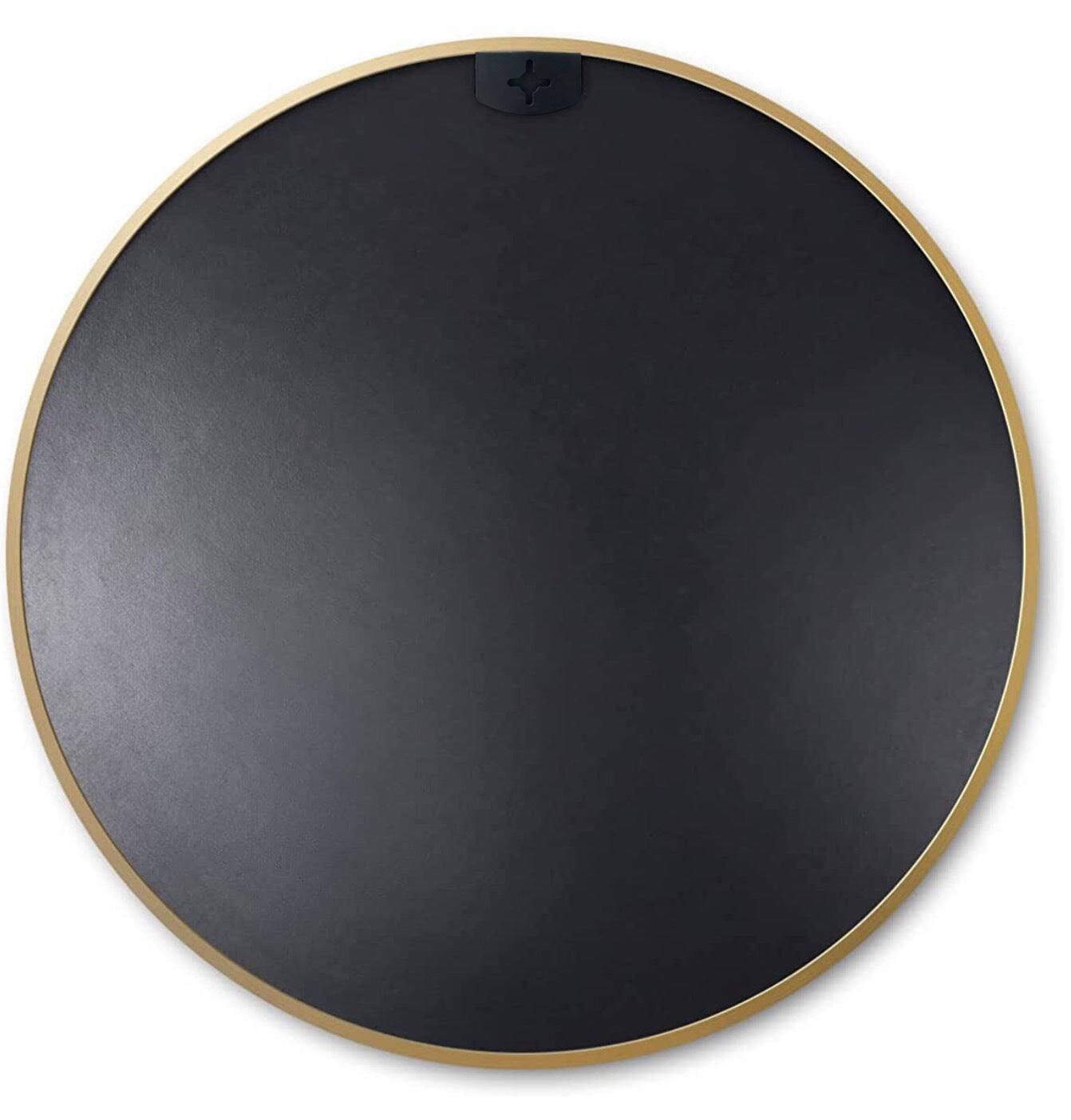 Back. BreeBe - Gold 16 Inch Metal Round Bathroom Mirror - Gold.