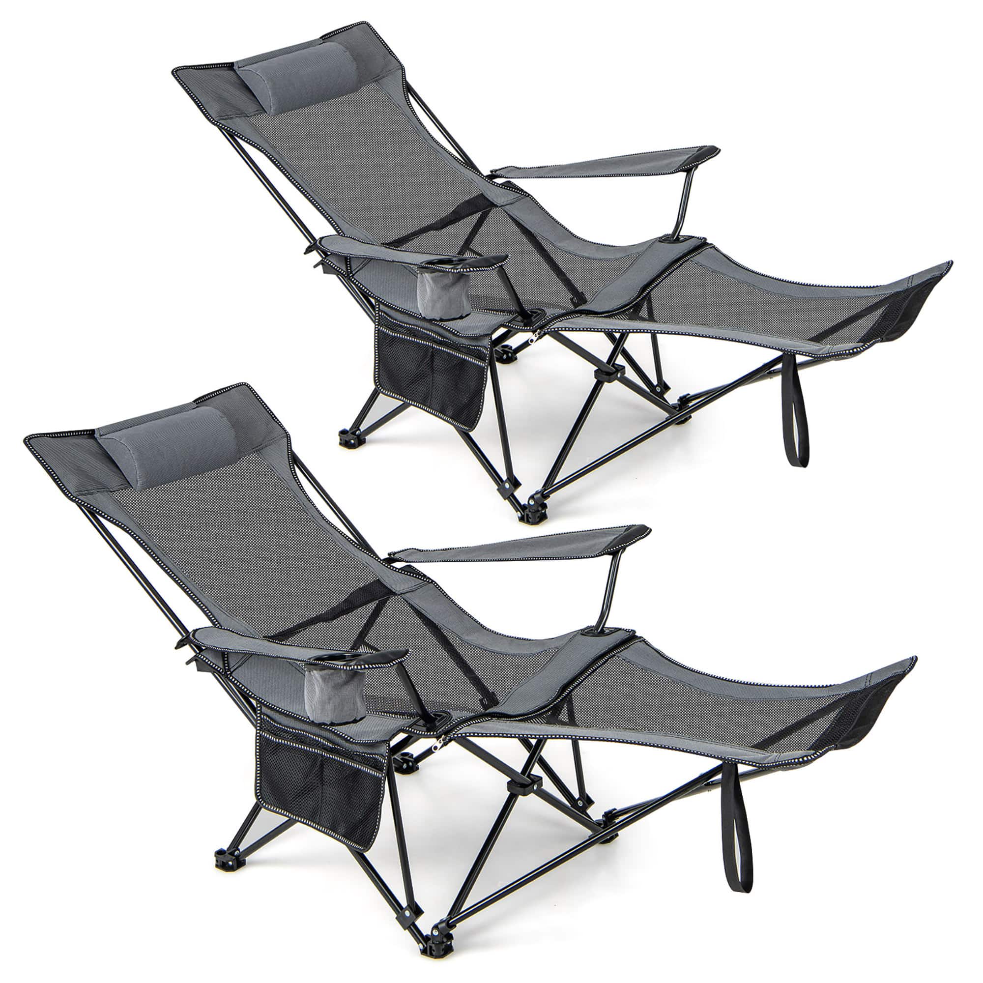 Gymax - Camping Lounge Chair Adjustable Reclining Lounge Chair w/ Removable Footrest - Gray price history on PriceWatchPro