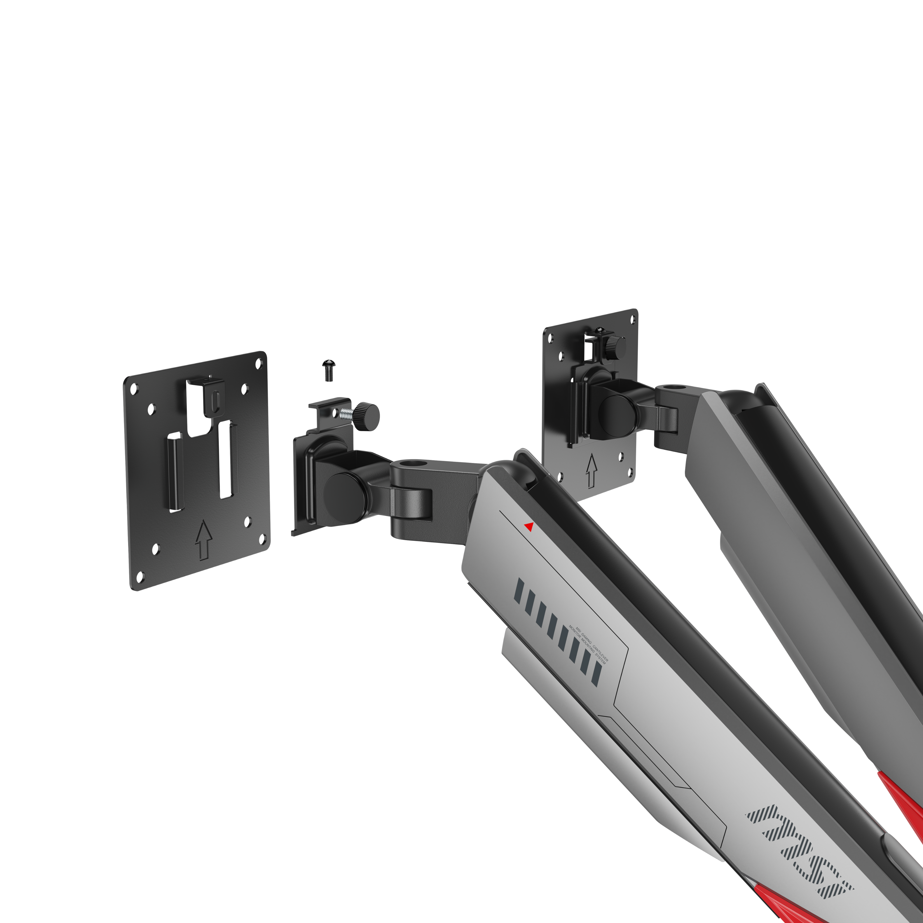 Alt View 8. MSI - MT161DR Dual Monitor Arm – Adjustable Spring Desk Mount, VESA Compatible, 17–38in, 35 lbs per Screen, Clamp & Grommet - Iron Gray.