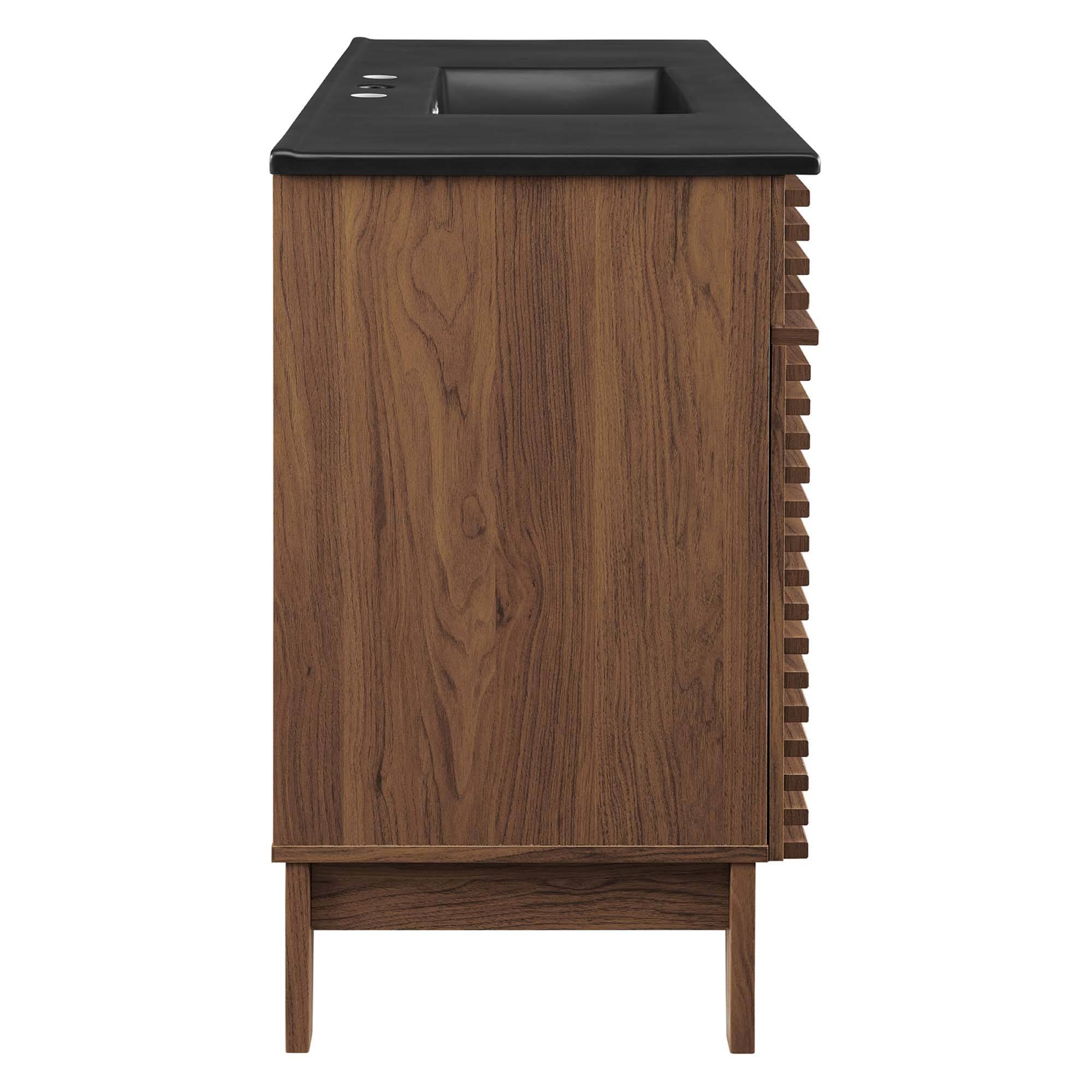Alt View 1. Modway - Render 48" Bathroom  Vanity with Black Basin Included - Walnut Black.