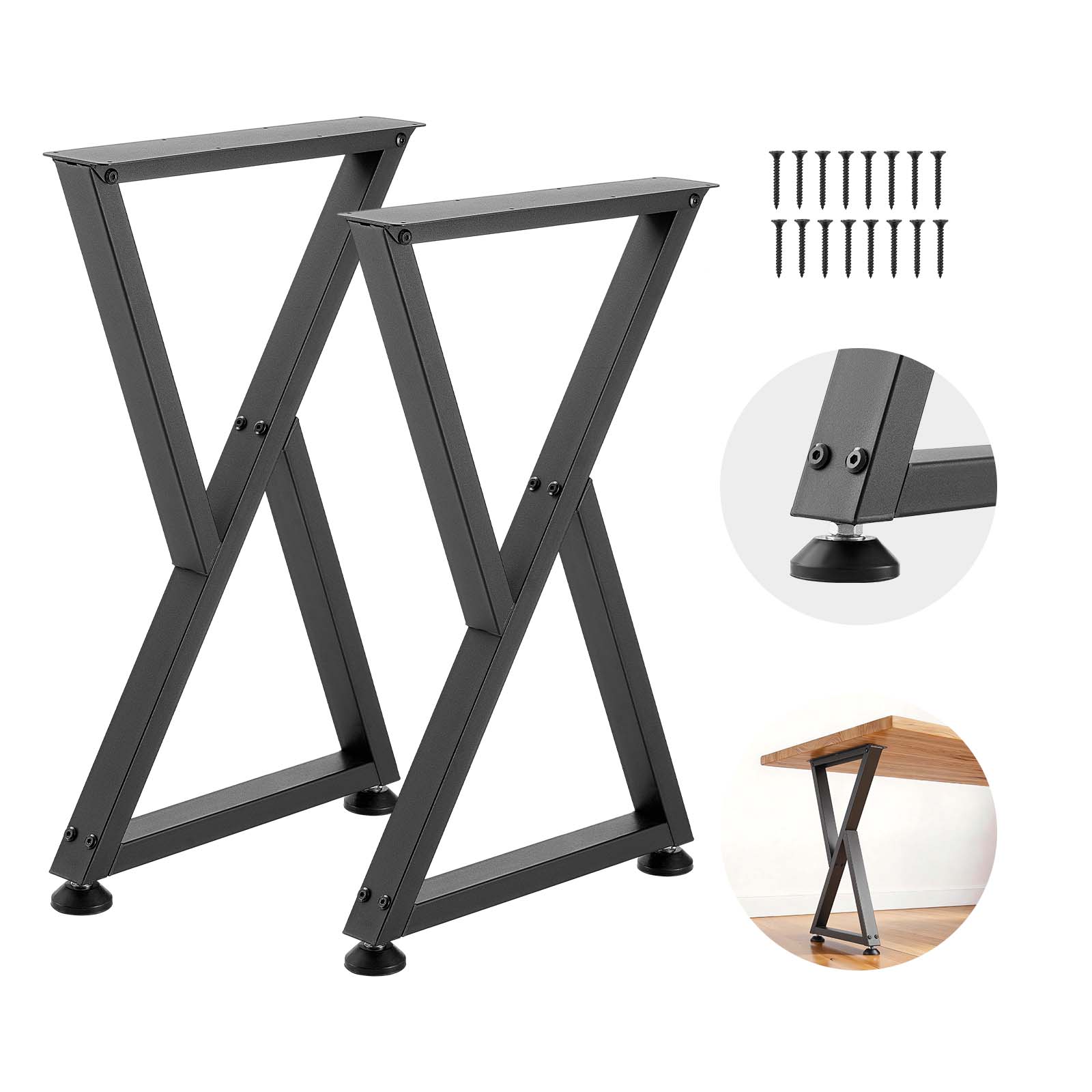VEVOR - Table Legs, 29.1" H x 18.6" W Steel Furniture Legs, Modular Design, Easy Assembly, 2204 lbs Max Load Heavy Duty - Black