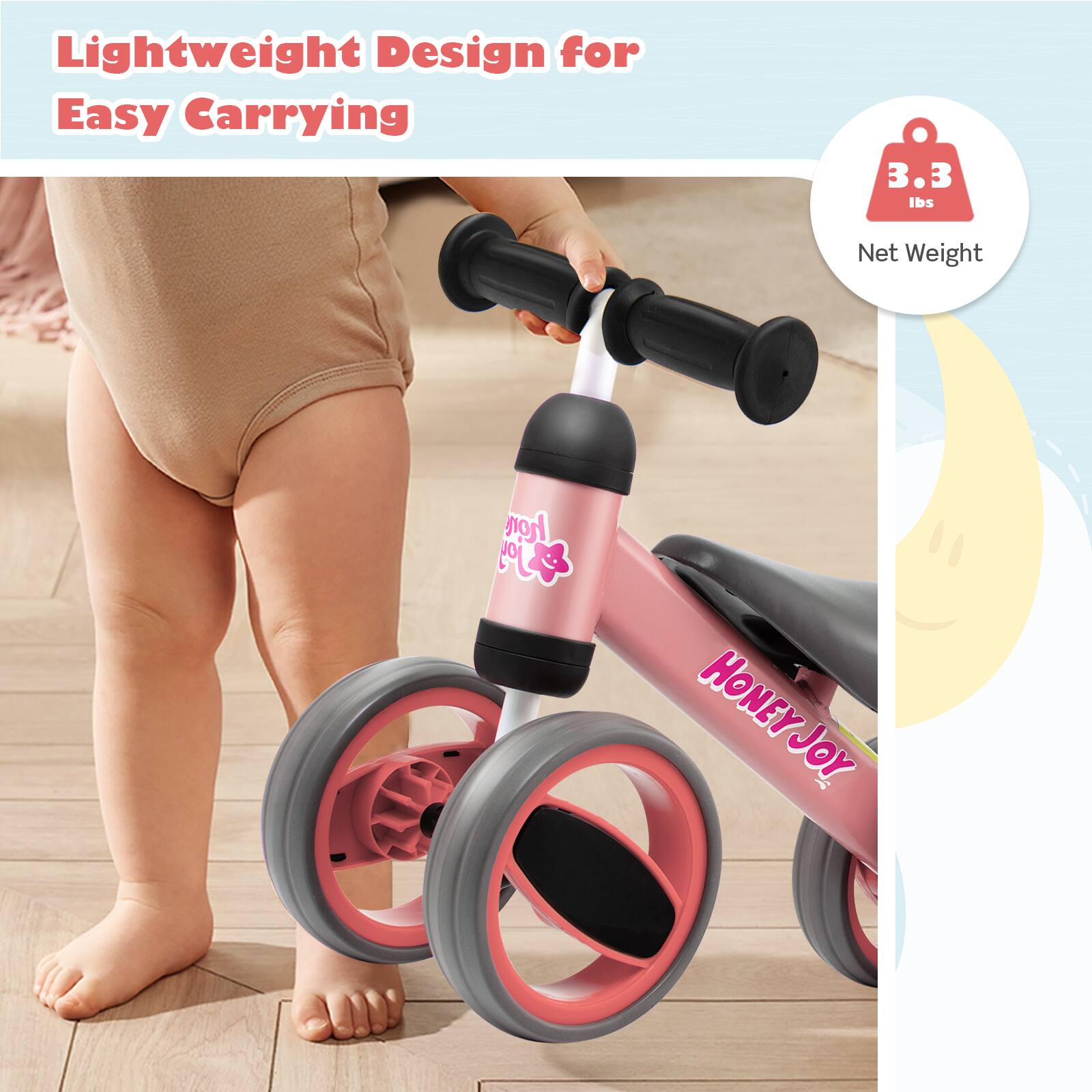 Lightweight Design for Easy Carrying

3.3 lbs Net Weight

HONEYJOY