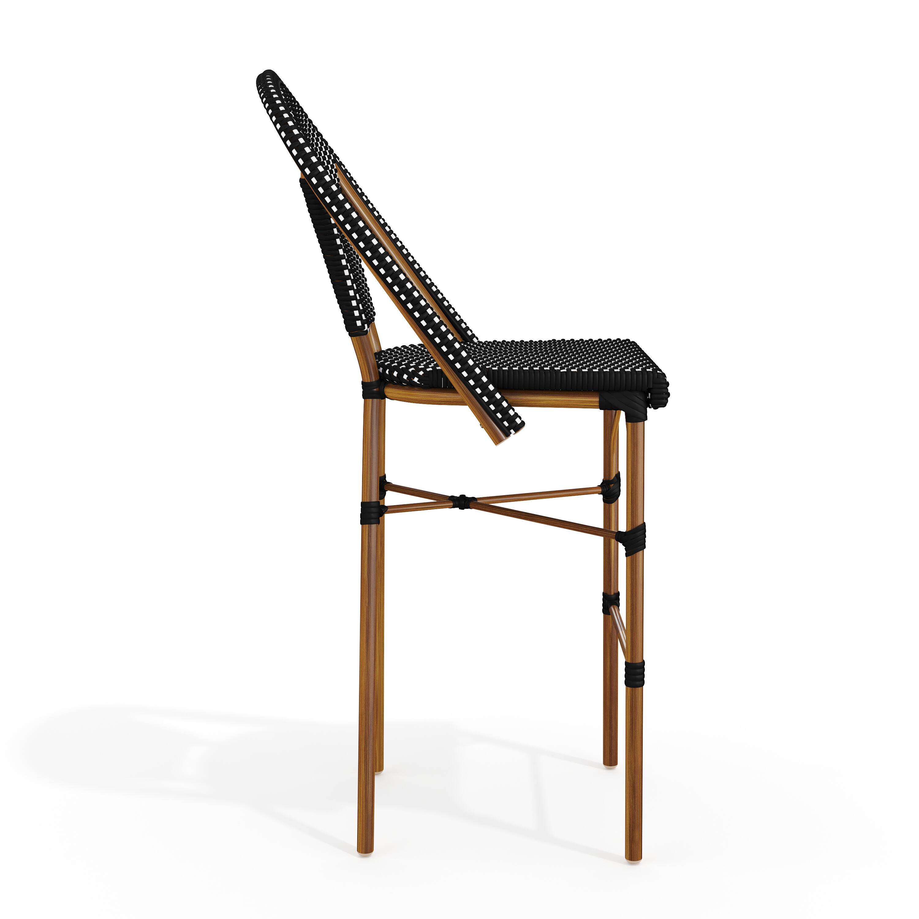 Alt View 8. Martha Stewart - Lily Pond All-Weather Stackable Patio Bistro Bar Stool - Black & White/Natural Frame.