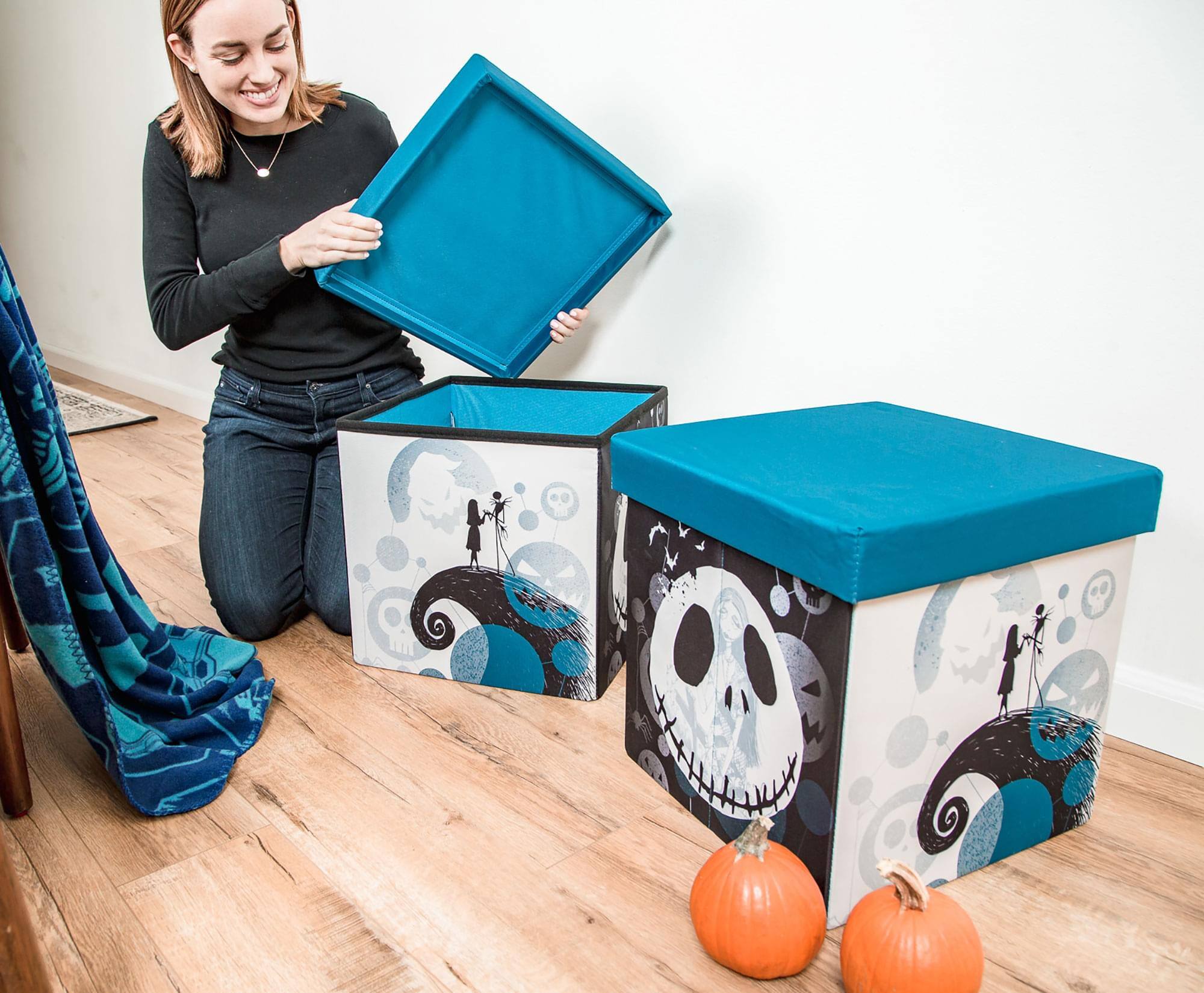 Alt View 10. Disney - Disney The Nightmare Before Christmas Jack & Sally Storage Bins | Set of 2 - Blue.