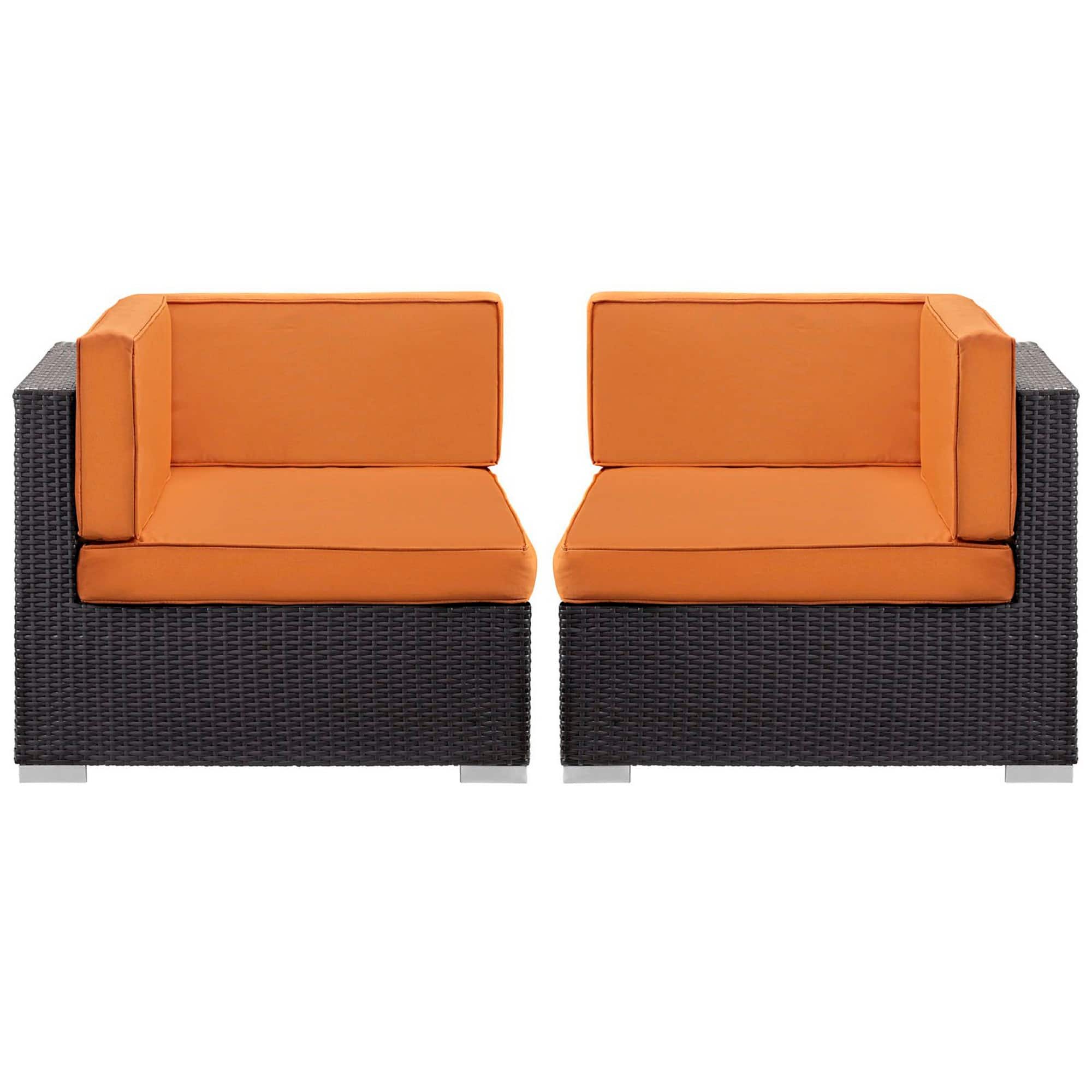 Gather Outdoor Patio Corner Sectional Set of 2 by Modway - Espresso Orange
