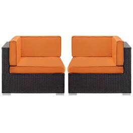 Gather Outdoor Patio Corner Sectional Set of 2 by Modway - Espresso Orange
