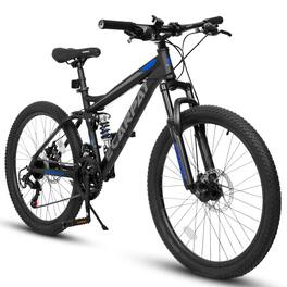 Chery Life - 27.5 in. 21-Speed Full Suspension Mountain Bike for Men and Women - Black
