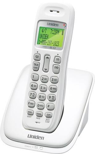 Angle Standard. Uniden - DECT 6.0 Cordless Phone with Call-Waiting Caller ID - White.
