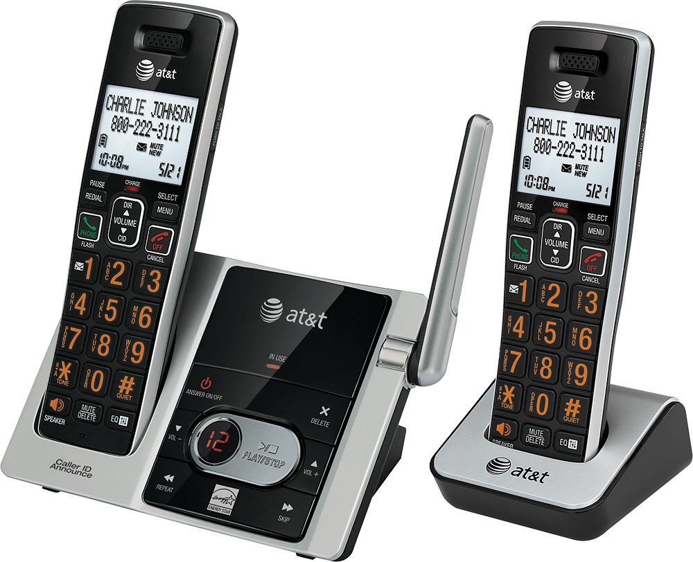 Left View: AT&T - CL82213 DECT 6.0 Expandable Cordless Phone System with Digital Answering System - Black