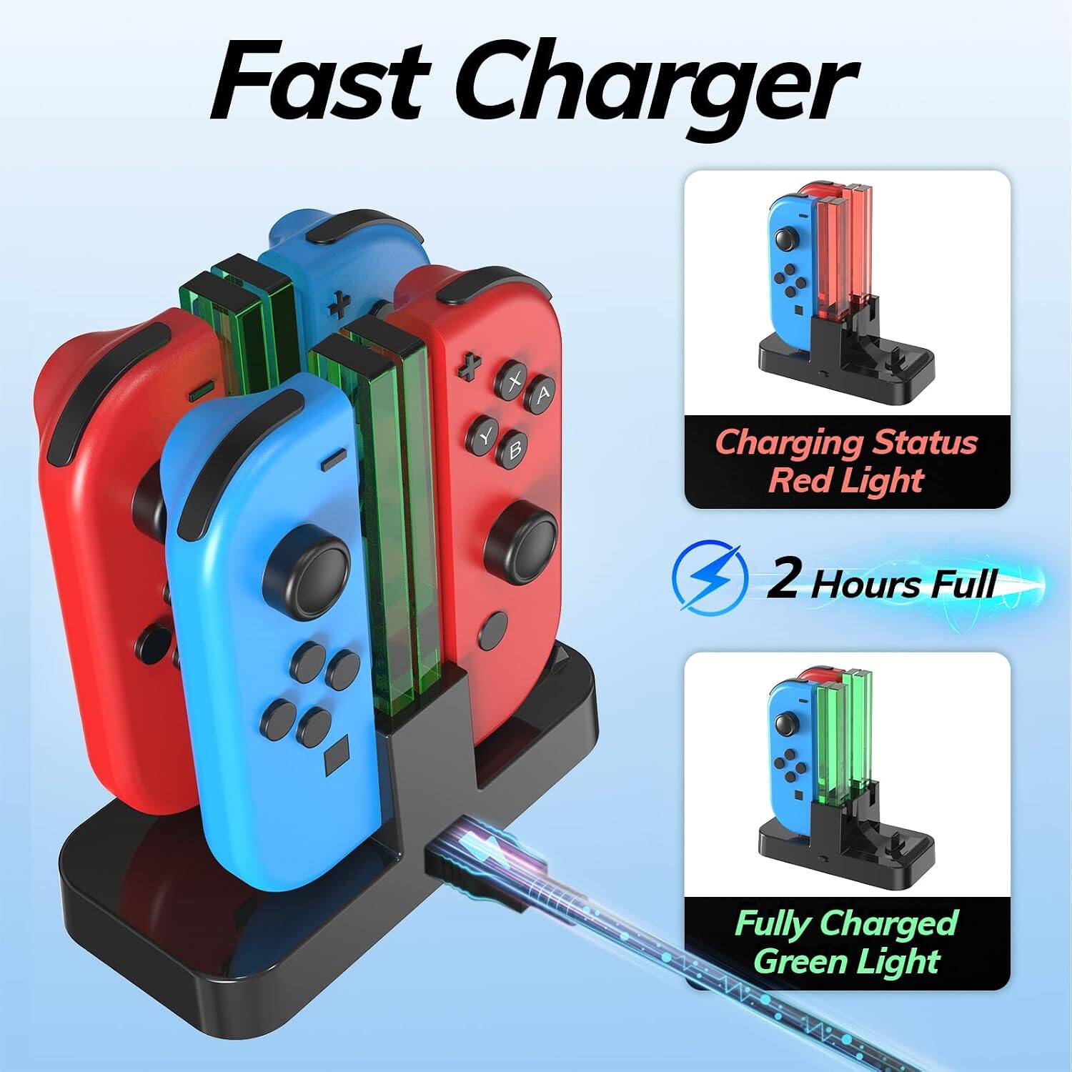 Fast Charger

Charging Status Red Light

2 Hours Full

Fully Charged Green Light