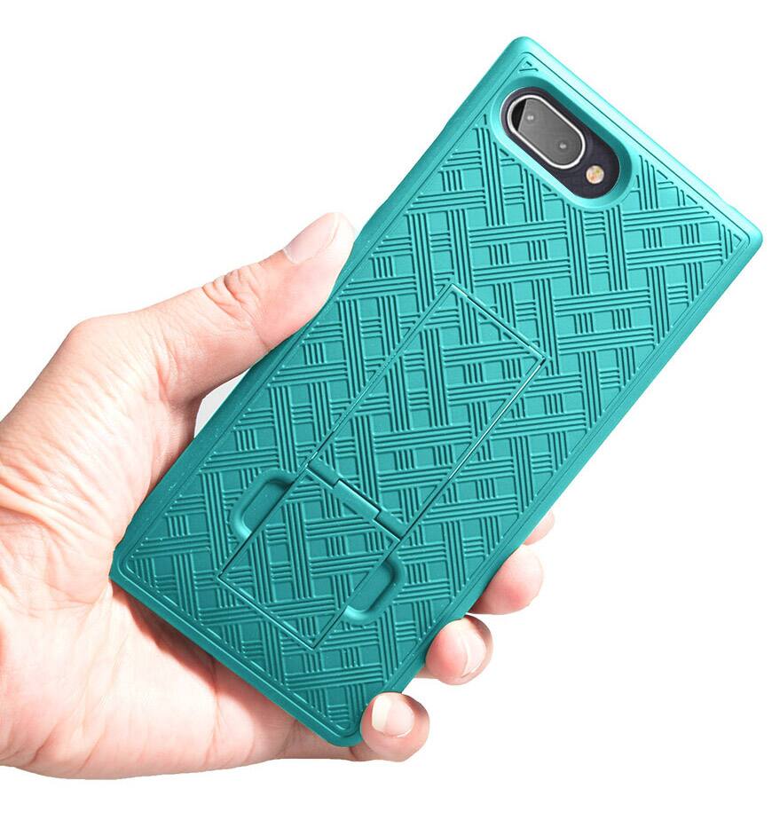 Alt View 5. Nakedcellphone - Case with Stand and Belt Clip Holster for BlackBerry Key2 LE - Teal.