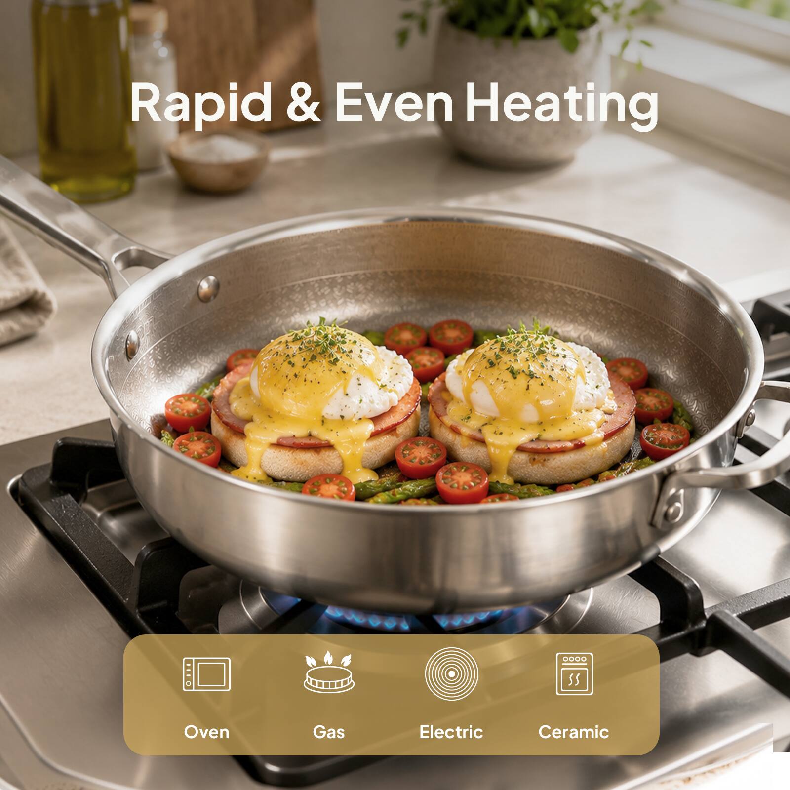 Rapid & Even Heating

Oven
Gas
Electric
Ceramic