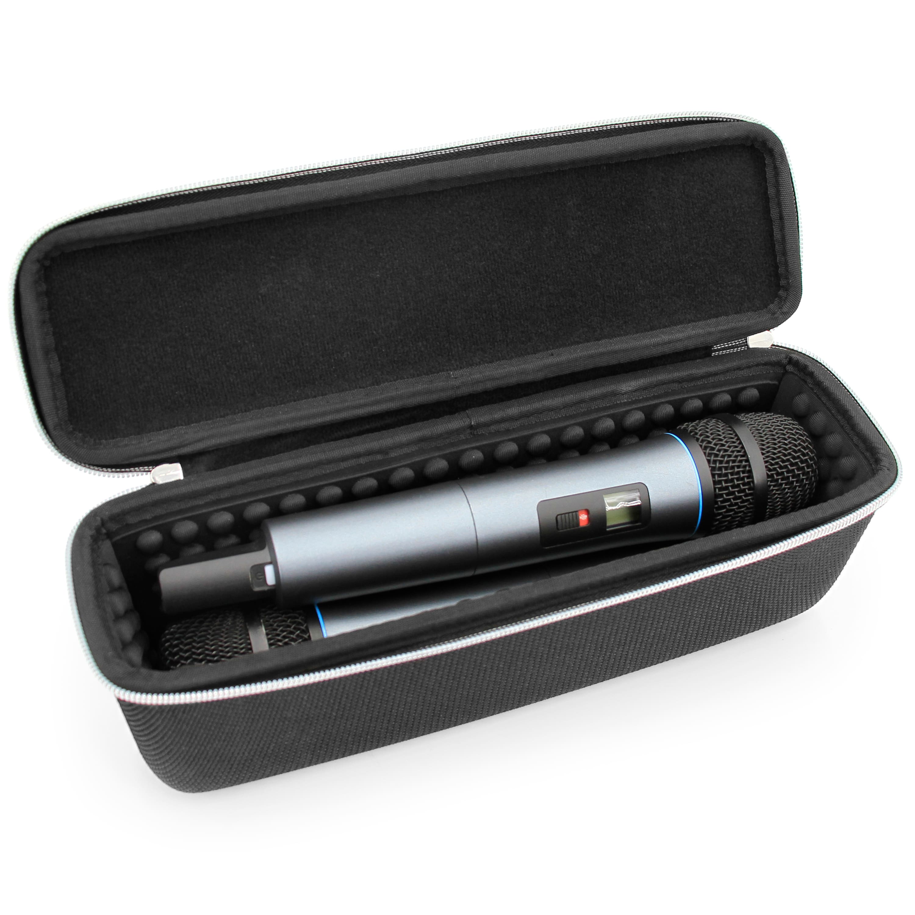 CASEMATIX - Wireless Microphone Case Fits Two Wireless Mic System Microphones Up To 10.75" by Sennheiser, Shure and More - Black