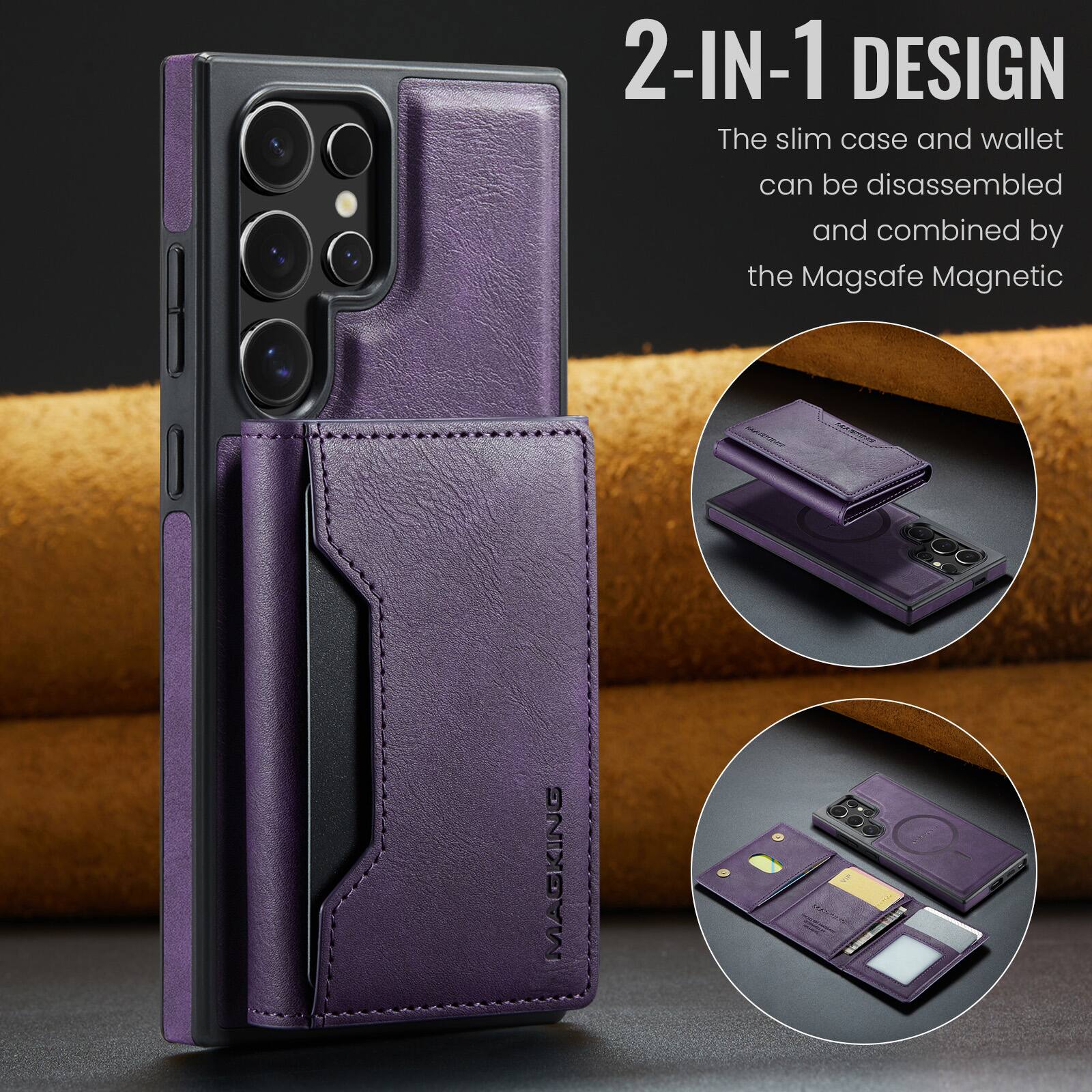 2-IN-1 DESIGN  
The slim case and wallet can be disassembled and combined by the Magsafe Magnetic