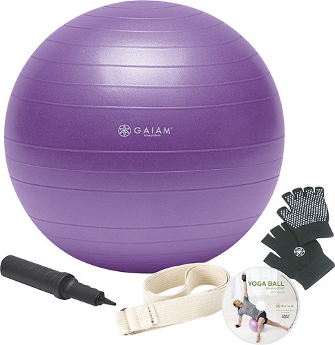 Best Buy: Gaiam Yoga Ball Beginners Kit Purple 05-55178