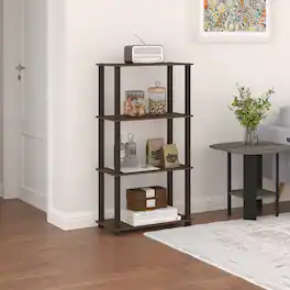 HOMLUX - 4-Tier 43.3" Corner Shelf Open Shelves for Display for Living Room and Office Organization - Walnut
