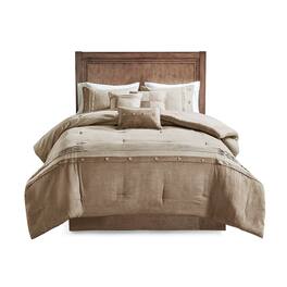 Gracie Mills - Maldonado 7-Piece Rustic Faux Suede Comforter Set - Tan