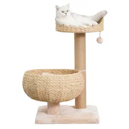 PetPals - 30-in Paper Rope Hand Woven Condo & Perch Cat Tree - Brown