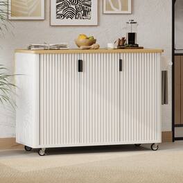 Loheer - 51" Farmhouse Kitchen Island with Drop Leaf, Ash - White