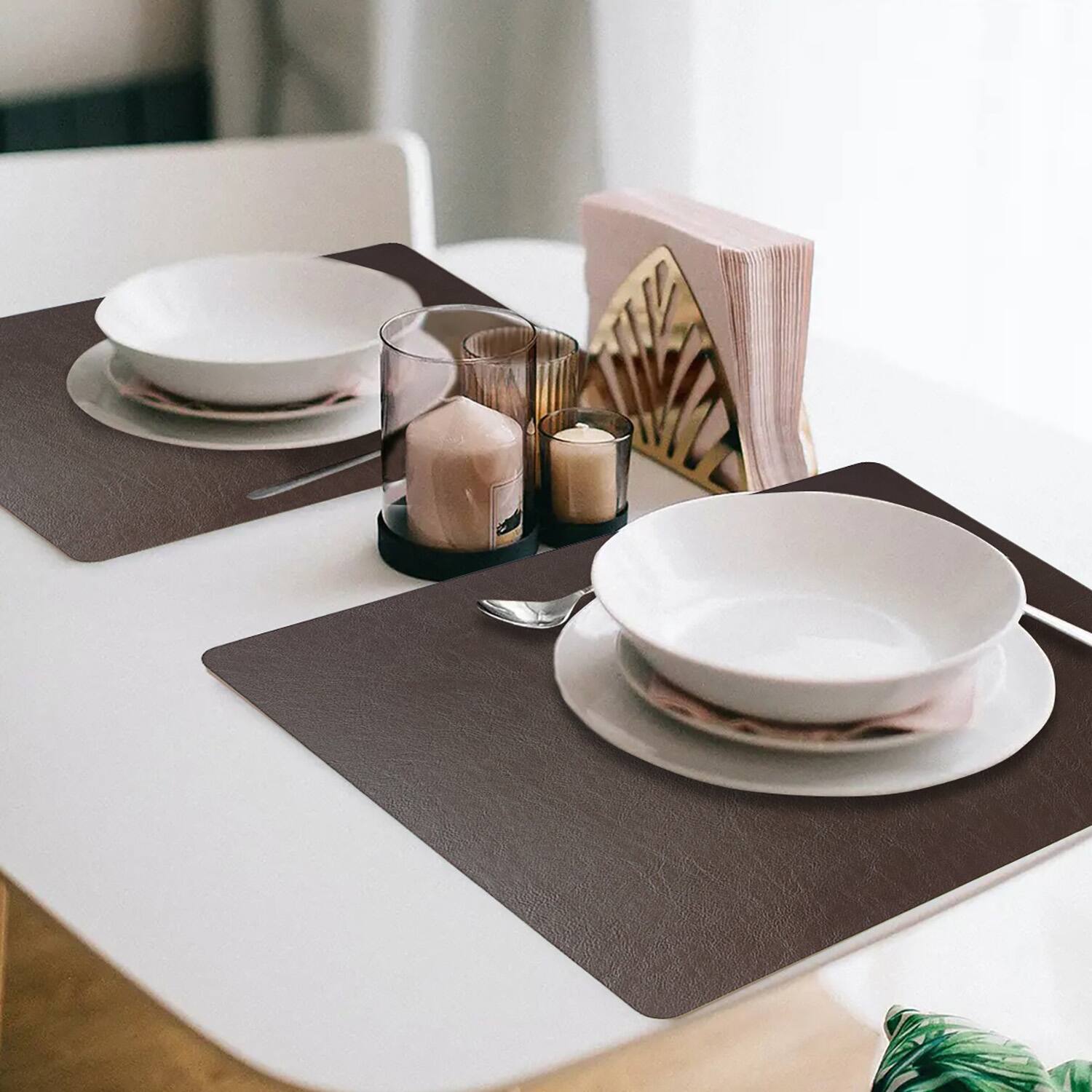 Alt View 2. Frieling - Davanti by  Mattola Placemats Set of 6, Rectangular - Dark Brown.