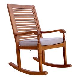 Northbeam - Nantucket Rocking Chair, Natural Colour Stain With Grey Cushion - Brown