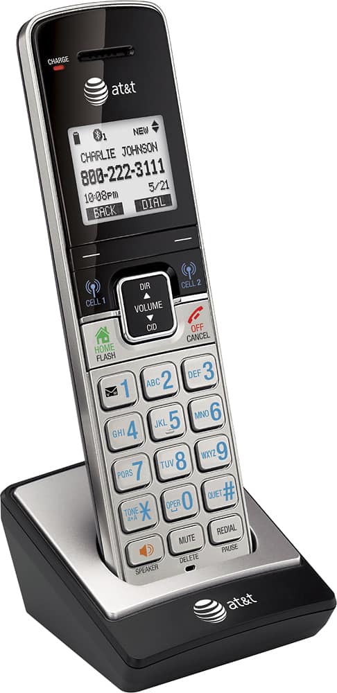 Angle. AT&T - TL90073 Connect to Cell DECT 6.0 Cordless Expansion Handset - Silver.