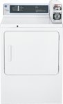 Front. GE - 7.0 Cu. Ft. 3-Cycle Coin-Operated Electric Dryer - White on White.