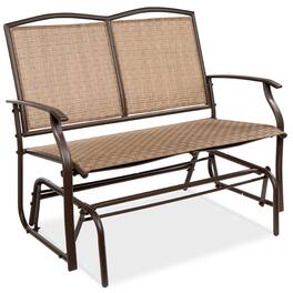Best Choice Products - 2-Person Outdoor Swing Glider, Steel Patio Loveseat, Bench Rocker w/ Armrests - Brown