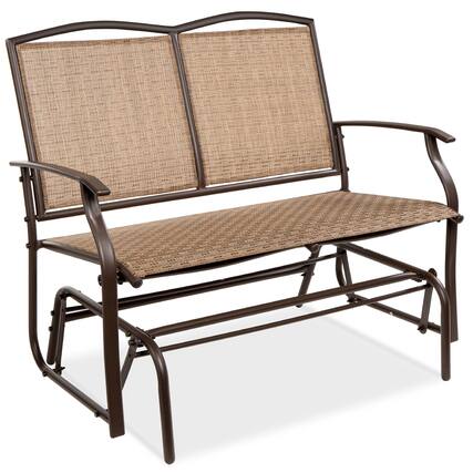Front. Best Choice Products - Best Choice Products 2-Person Outdoor Swing Glider, Steel Patio Loveseat, Bench Rocker w/ Armrests - Brown - Brown.