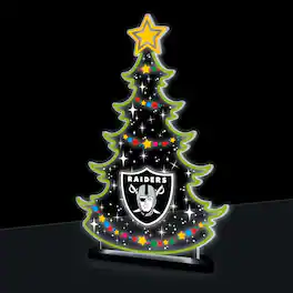 Evergreen Enterprises - Las Vegas Raiders 10" LED Tabletop Christmas Tree Desklite Sign - Green