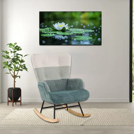 Front. Hivvago - Upholstered Rocking Chair with High Back and Ergonomic Armrests - Multicolor.