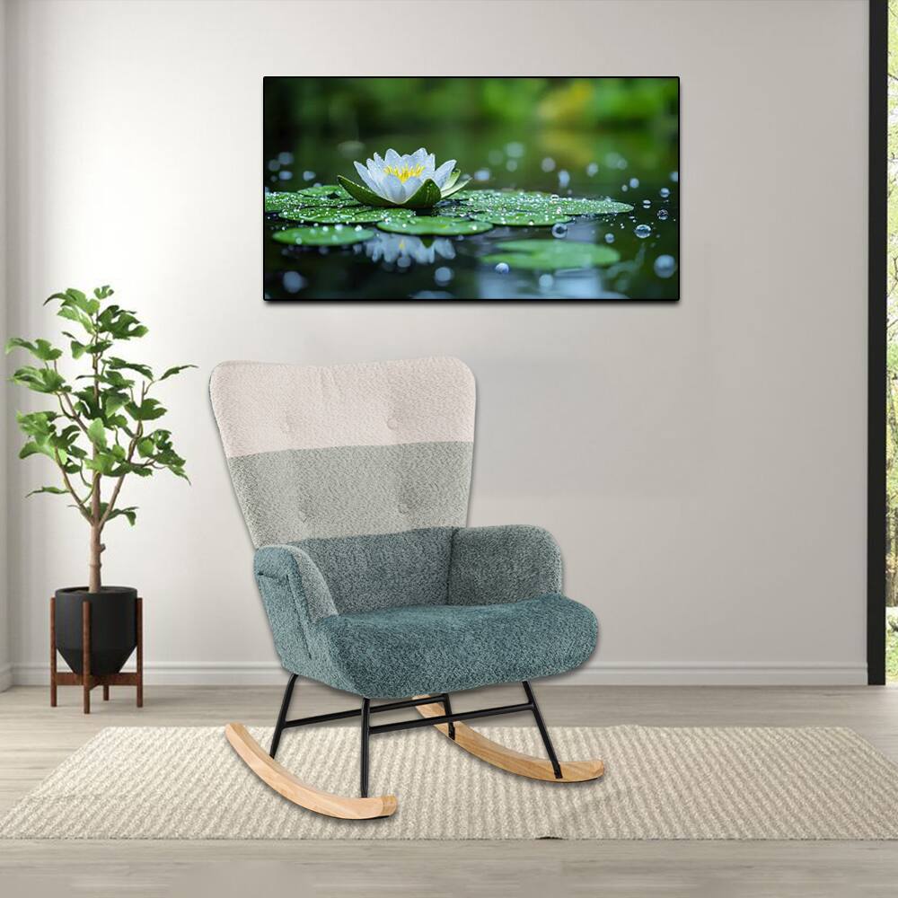 Hivvago - Upholstered Rocking Chair with High Back and Ergonomic Armrests - Multicolor