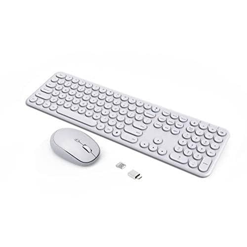 Cozy Serene - Wireless Mouse Combo - hz Aesthetic Quiet Pink And 110 Keys Full Size Ultra-thin For Laptop Computer Pc Notebook - Gray