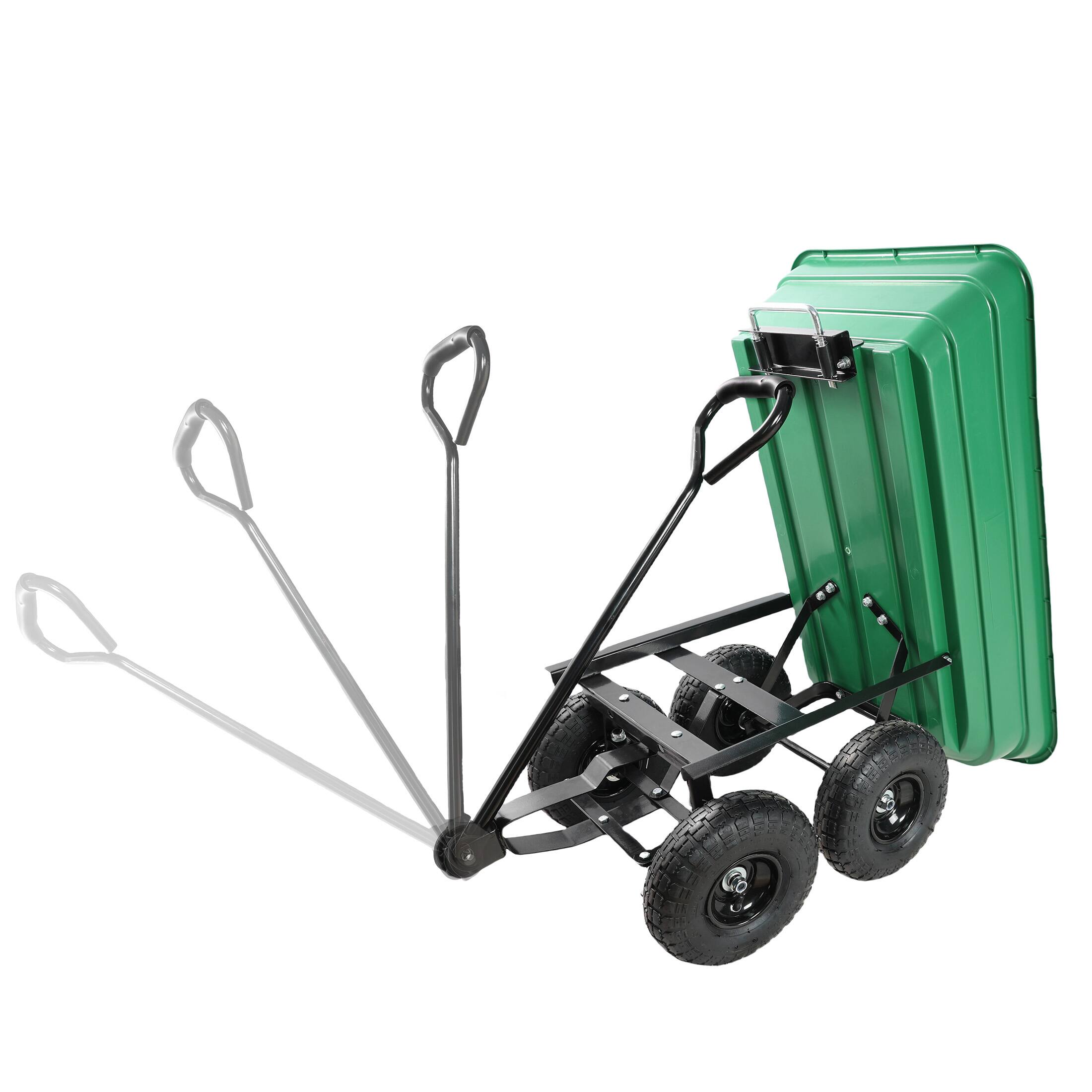 Alt View 1. COWLOWN - Foldable 300 lb Poly Garden Dump Cart Steel Frame 10in Tire 75L Grass Green - Grass Green.