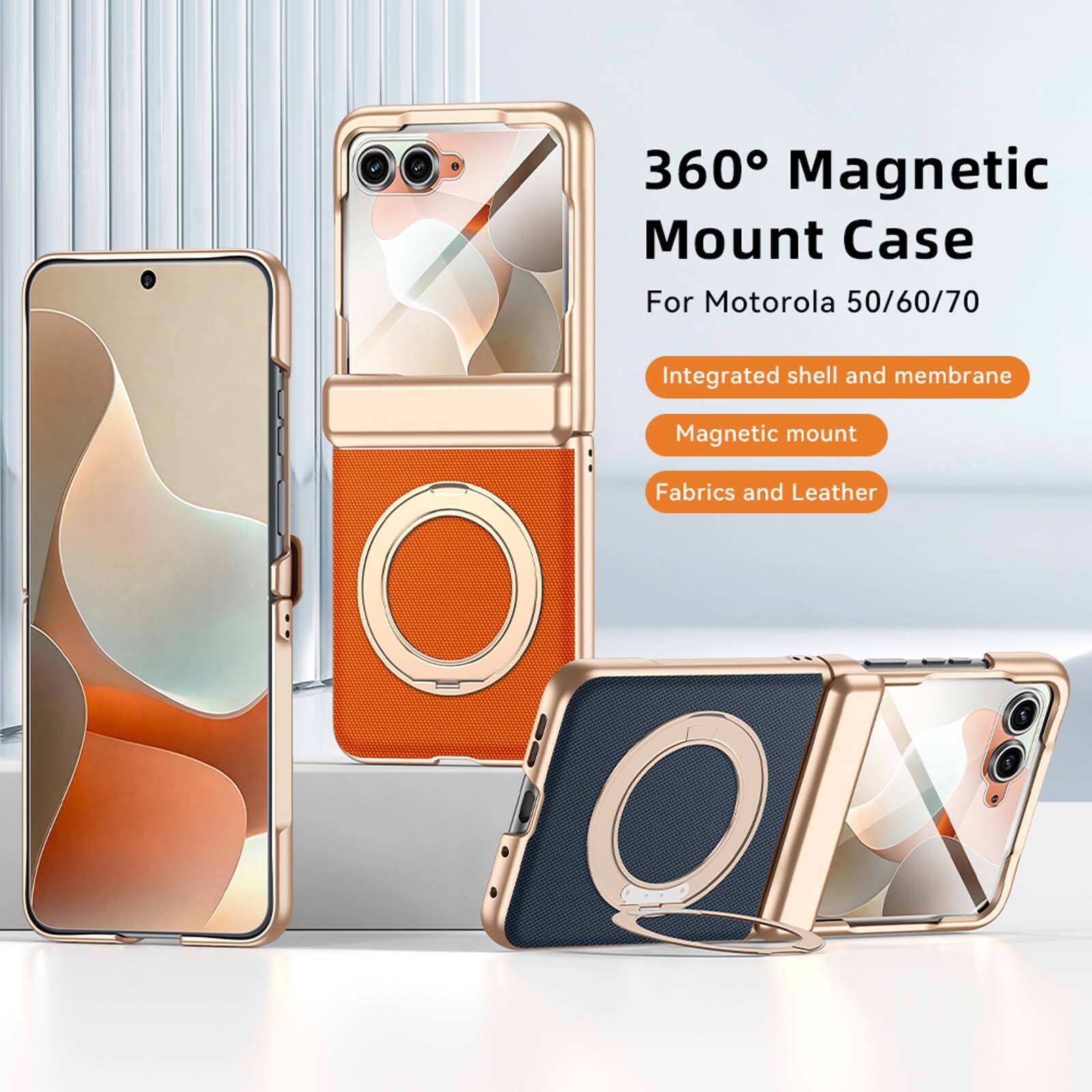 360° Magnetic Mount Case  
For Motorola 50/60/70  
Integrated shell and membrane  
Magnetic mount  
Fabrics and Leather