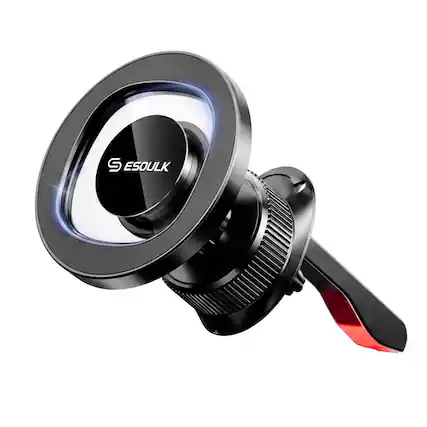 Front. Esoulk - Magnetic Magsafe Compatible for iPhone Car Phone Mount Air Vent Holder with Metal Ring - Black.