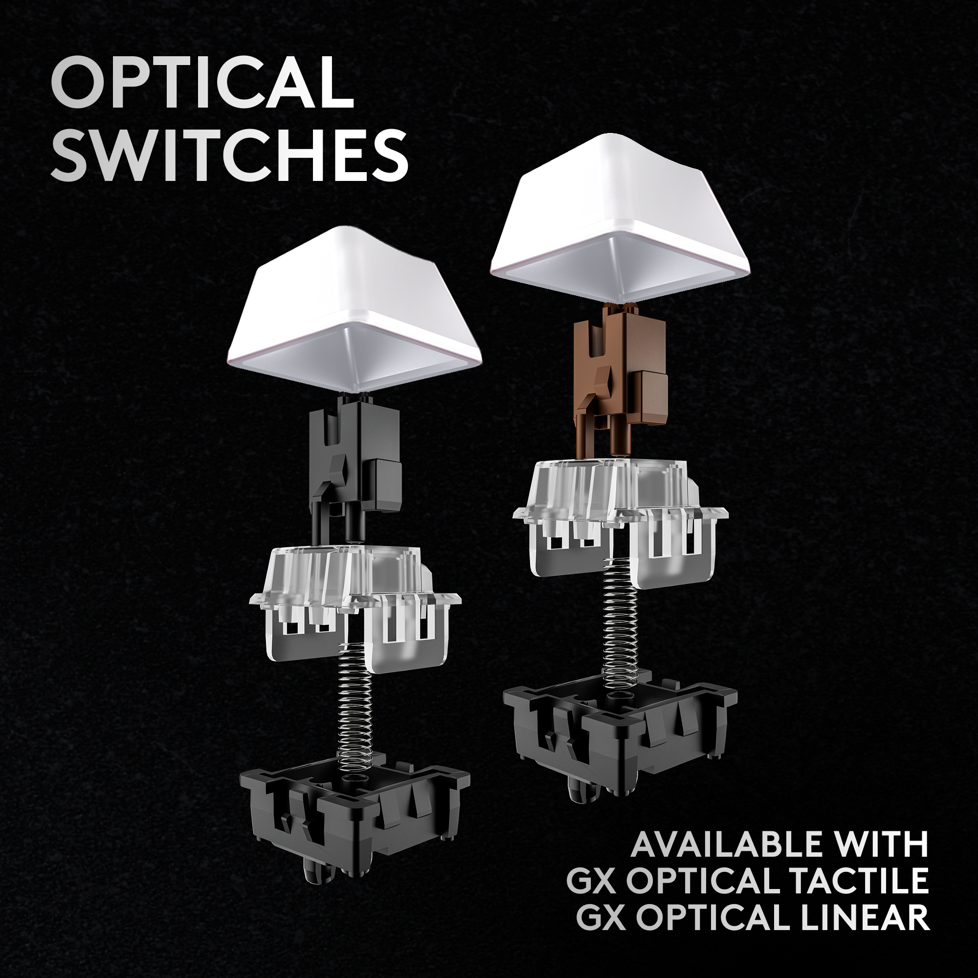 Optical switches are available with GX optical tactile and GX optical linear.