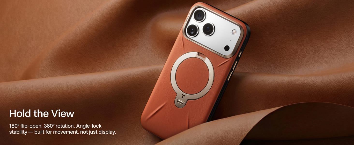 TORRAS Ostand Q3 Vegan Leather iPhone 17 Pro Max Case: 360