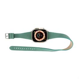 Kitcheniva - Premium Double Tour Leather Bands For Apple Watch Series 9 Ultra 2 And SE 45mm - Green