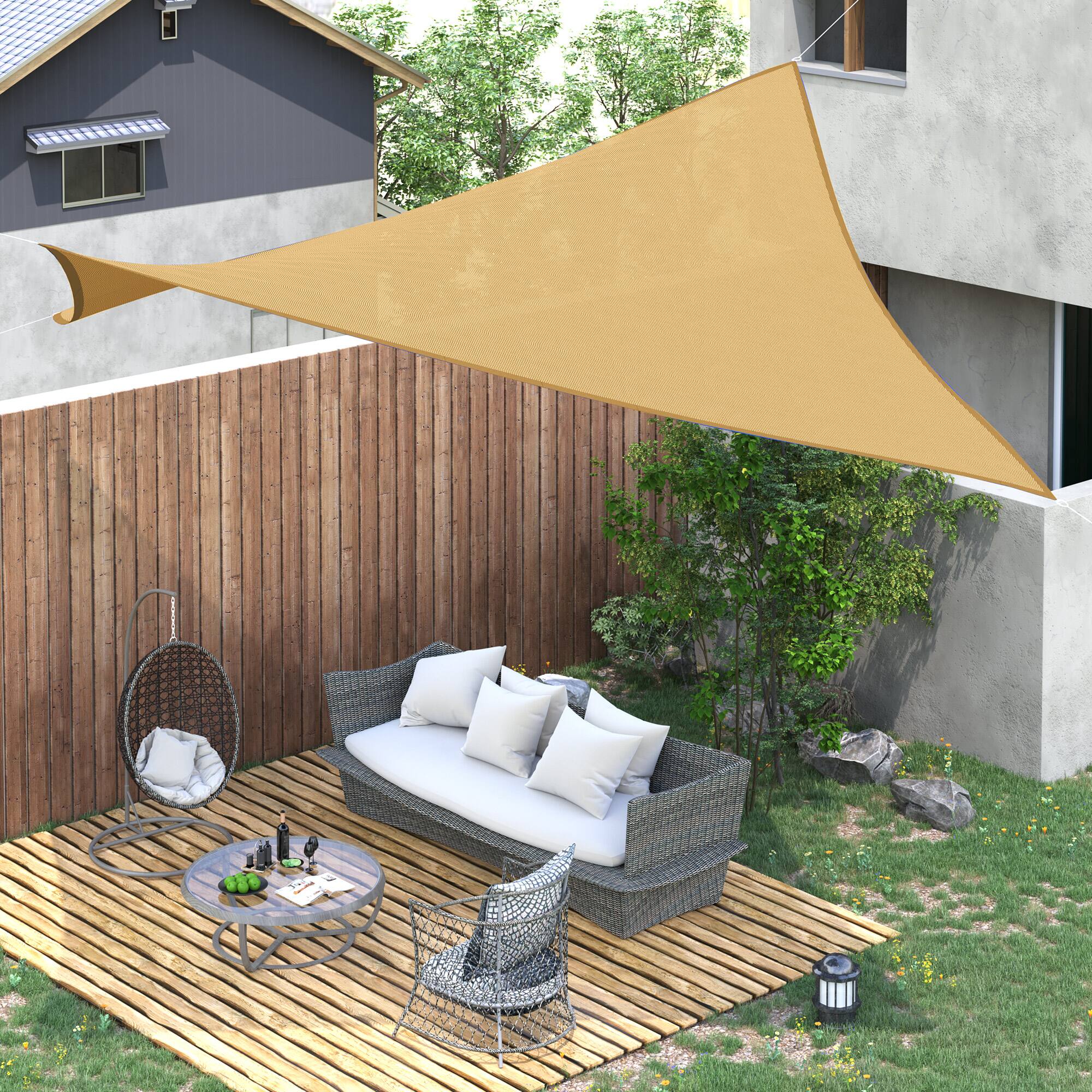 Alt View 1. Outsunny - 13' x 20' Sun Shade Sail Canopy Outdoor Shade Sail Cloth for Patio Deck Yard with D-Rings and Rope Included - Sand.