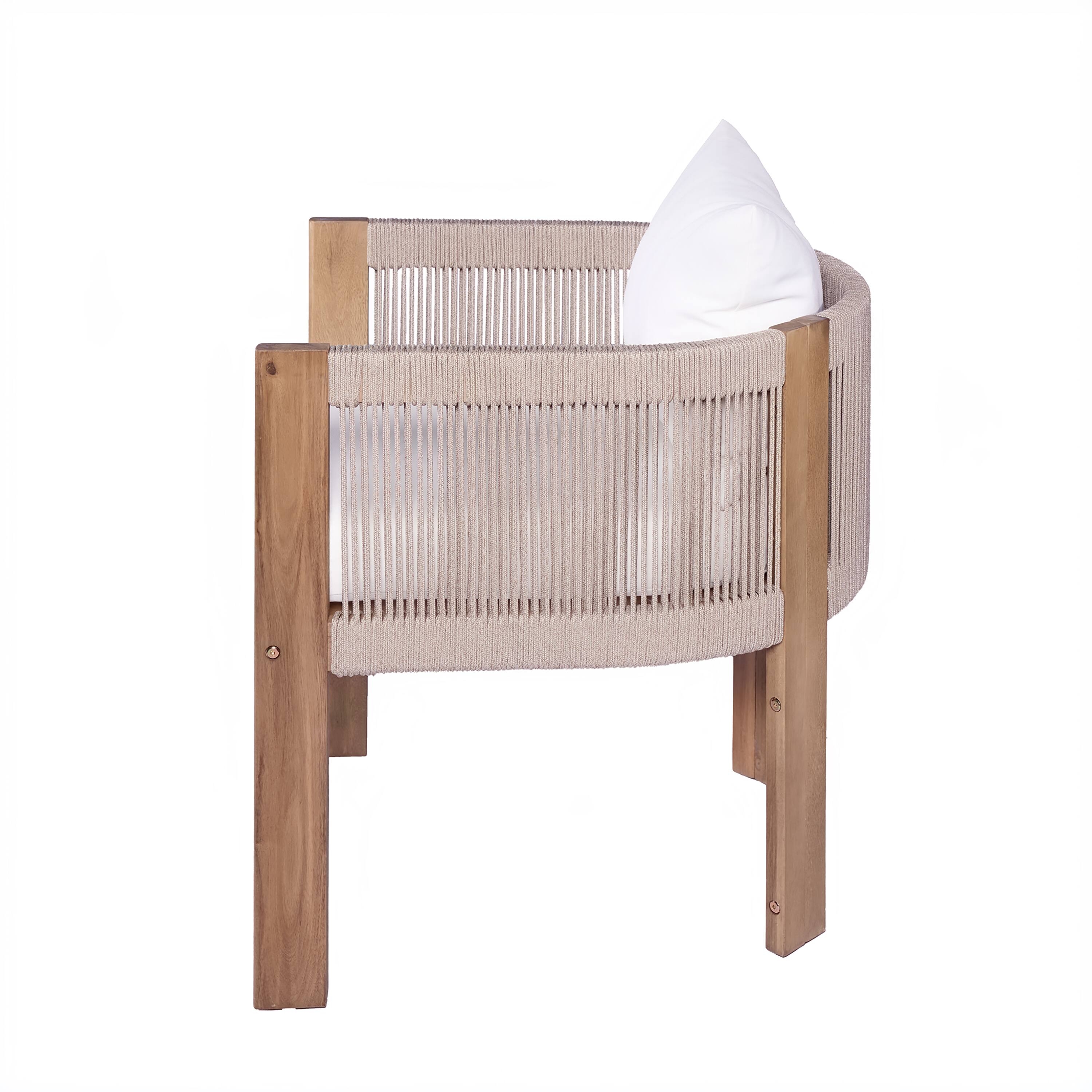 Alt View 2. Mondawe - Set of 2 Outdoor Wood Dining Chair with Cushion - Teak+ Beige.