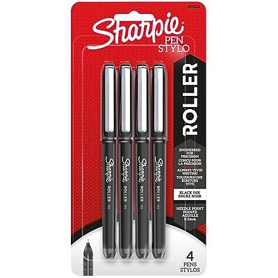 Sharpie - Rollerball Pens, 0.5 mm, Needle Point, Ink, 4/Pack - Black
