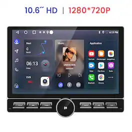 Junsun - 10.6"2+64GB Android 14 Carplay Car Stereo Radio GPS Navi RDS SWC FM Bluetooth - Black